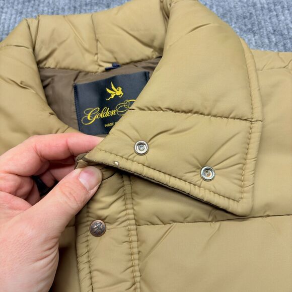 Vintage Golden Fleece Quilted Puffer Vest Jacket Men Large Brown/Tan Made In USA - Picture 5 of 13